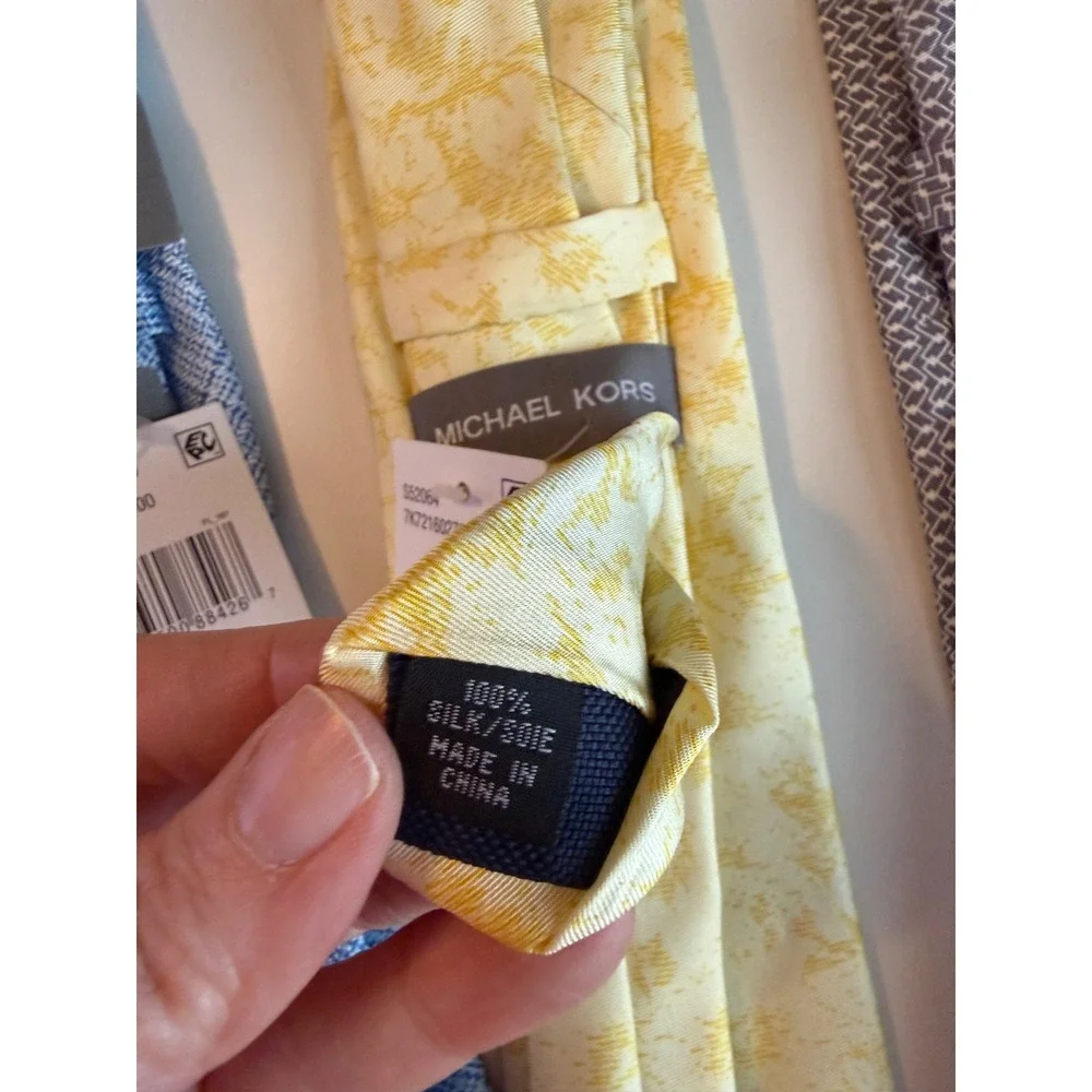 Michael Kors 100% Silk Tie Lot 3 Blue Yellow Gray‎ NWT Designer Luxury Work Wear
